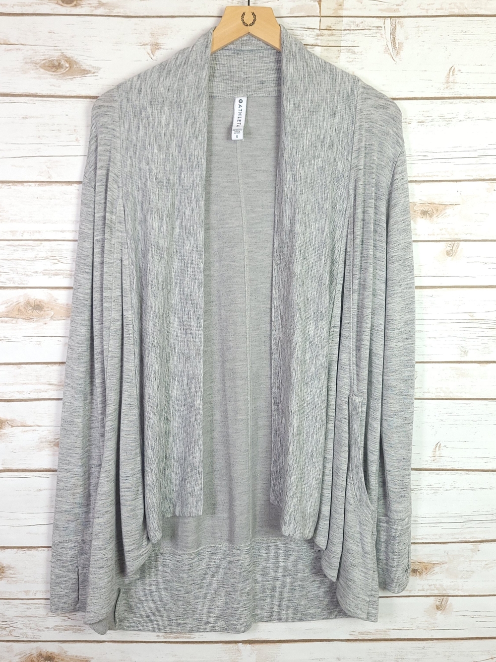 Athleta Pranayama Wrap Gray Open Front Cardigan Small